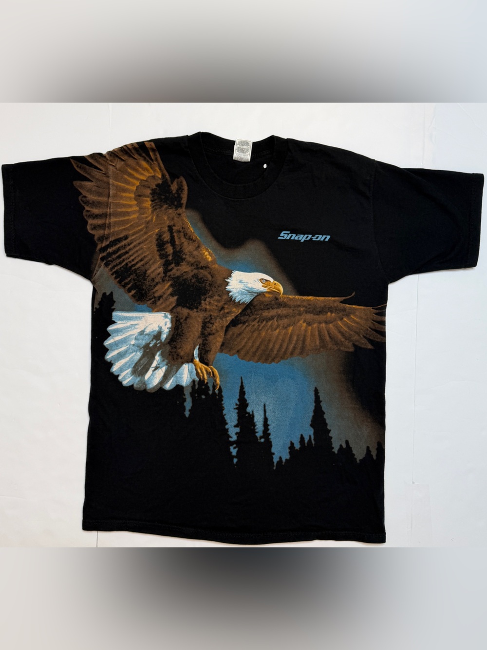 Fruit of the Loom heavy cotton Black Tee- bald eagle print